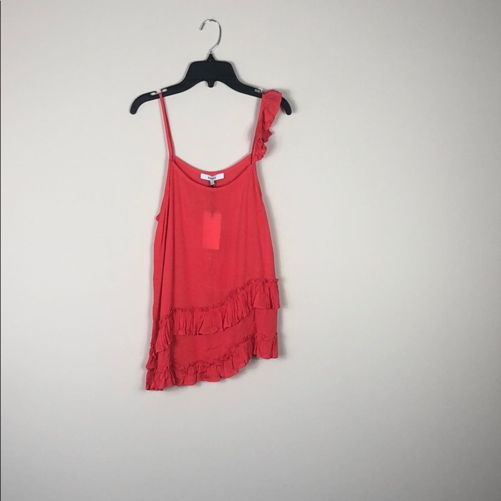 Ro & De Top Coral Asymmetrical Ruffle Tank Top - Picture 6 of 6